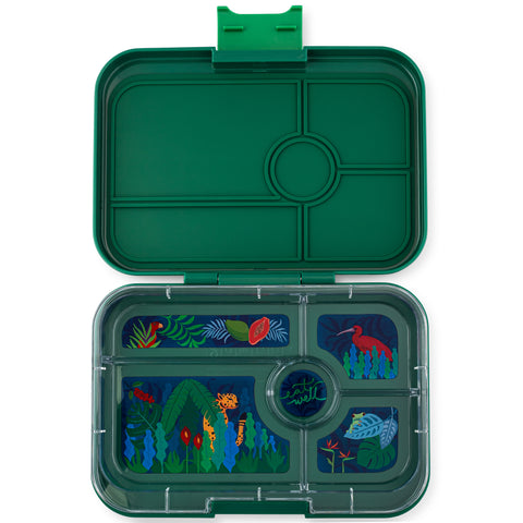 Yumbox Tapas Large Bento Lunchbox-GREENWICH GREEN JUNGLE TRAY 5 COMPARTMENT