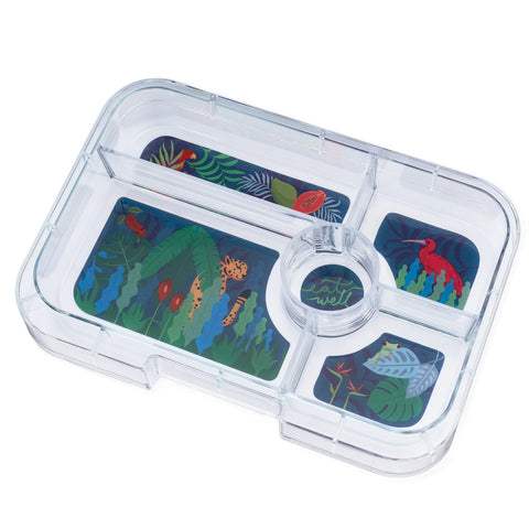 Yumbox Tapas Large Bento Lunchbox-GREENWICH GREEN JUNGLE TRAY 5 COMPARTMENT
