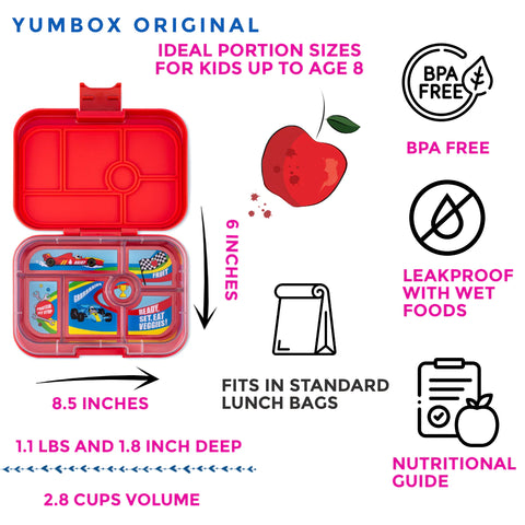 Yumbox Original Bento Lunchbox - ROAR RED