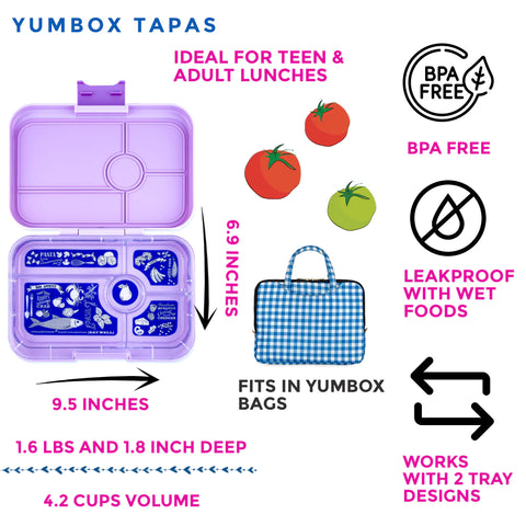 Yumbox Tapas Large Bento Lunchbox-SEVILLE PURPLE BON APPETIT TRAY 5 COMPARTMENT