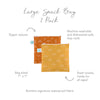 Bumkins Reusable LARGE Snack/Sandwich Bag - Twin Pack Boho