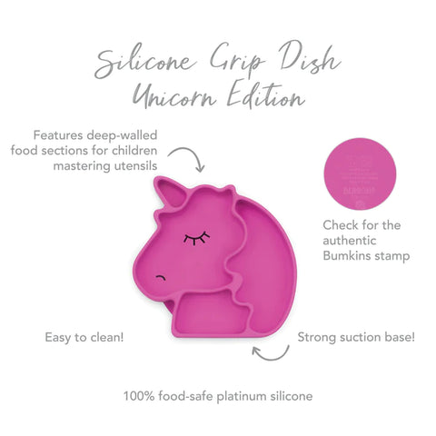 Bumkins Silicone Grip Dish 3 Sections- UNICORN