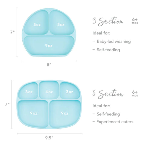 Bumkins Silicone Grip Dish 3 Sections- LIGHT BLUE