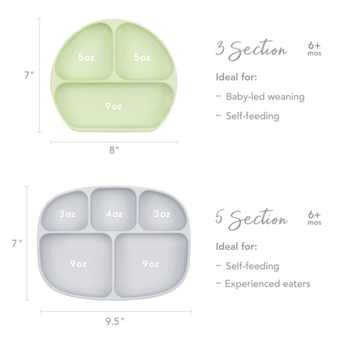 Bumkins Silicone Grip Dish 3 Sections- SAGE