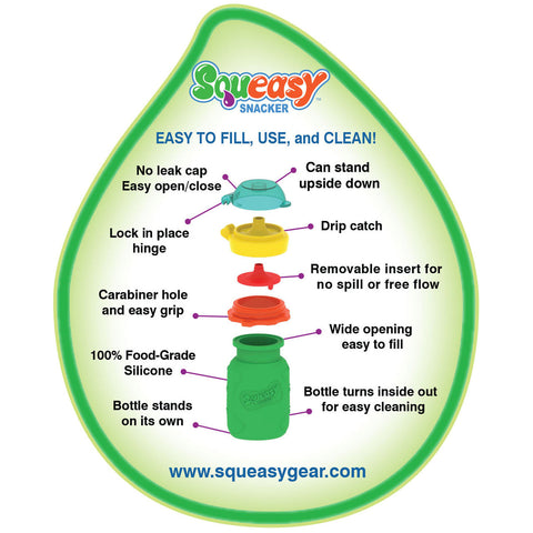 Squeasy Snacker Small 105ml- Silicone Yogurt, Baby Food and Drink Pouch Green
