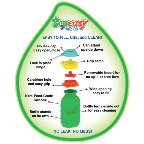 Squeasy Snacker Medium 180ml-Reusable Silicone Yogurt and Drink Pouch PINK - The Lunchbox Collection