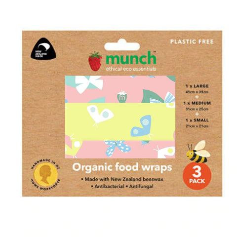 Munch Organic Beeswax Food Wraps 3 Pack Butterfly