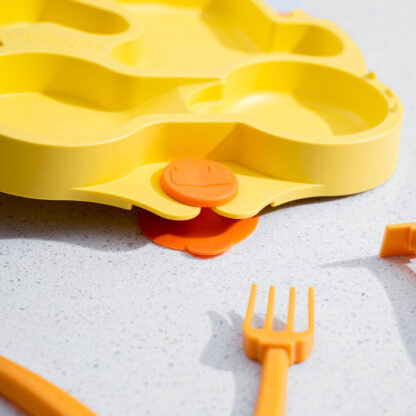 Constructive Baby - Yellow Truck Utensils and Plate Combo