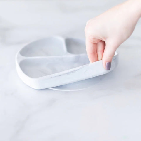 Bumkins Silicone Grip Dish 3 Sections- MARBLE