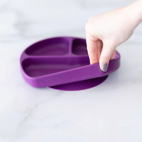 Bumkins Silicone Grip Dish 3 Sections- PURPLE