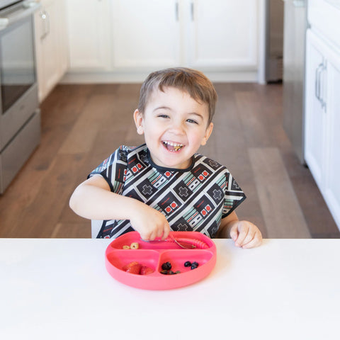 Bumkins Silicone Grip Dish 3 Sections- RED