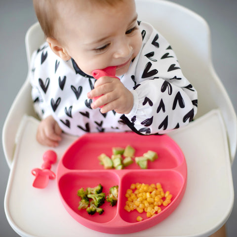 Bumkins Silicone Grip Dish 3 Sections- RED