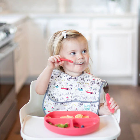 Bumkins Silicone Grip Dish 3 Sections- RED