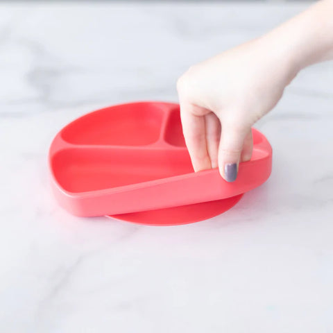 Bumkins Silicone Grip Dish 3 Sections- RED