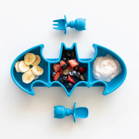 Bumkins Silicone Grip Dish 3 Sections- BATMAN BLUE