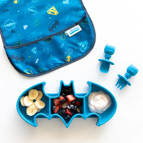 Bumkins Silicone Grip Dish 3 Sections- BATMAN BLUE