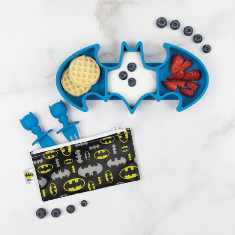 Bumkins Silicone Grip Dish 3 Sections- BATMAN BLUE