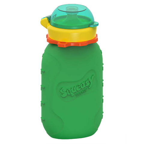Squeasy Snacker Medium 180ml-Reusable Silicone Yogurt and Drink Pouch GREEN - The Lunchbox Collection