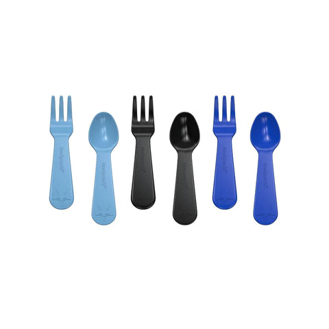 Lunch Punch Utensils - Fork and Spoon Set of 6 Blue