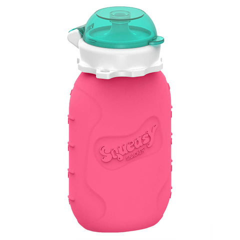 Squeasy Snacker Medium 180ml-Reusable Silicone Yogurt and Drink Pouch PINK - The Lunchbox Collection