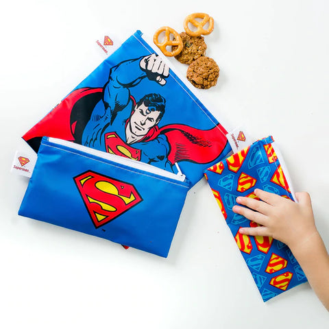 Bumkins Reusable Combo Sandwich/Snack Bag - 3 Pack Superman