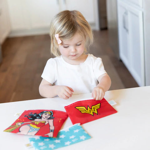 Bumkins Reusable Combo Sandwich/Snack Bag - 3 Pack Wonder Woman