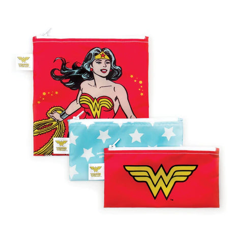 Bumkins Reusable Combo Sandwich/Snack Bag - 3 Pack Wonder Woman