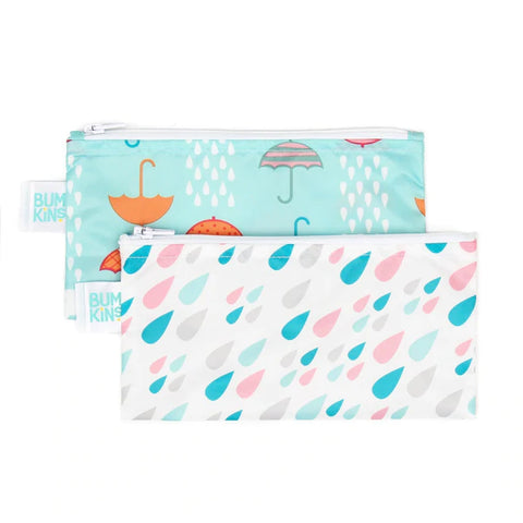 Bumkins Reusable Snack Bag - Twin Pack Clouds/Raindrops