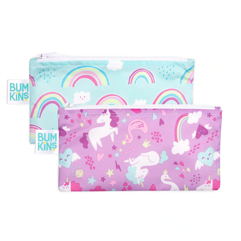 Bumkins Reusable Snack Bag - Twin Pack Rainbows and Unicorns