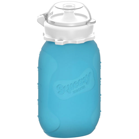 Squeasy Snacker Medium 180ml-Reusable Silicone Yogurt and Drink Pouch CLEAR BLUE