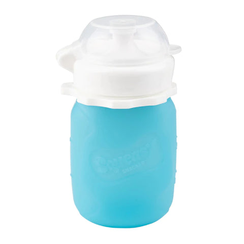 Squeasy Snacker Small 105ml- Silicone Yogurt, Baby Food and Drink Pouch BLUE - The Lunchbox Collection