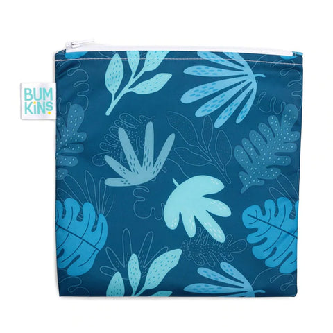 Bumkins Reusable LARGE Snack/Sandwich Bag - Blue Tropic