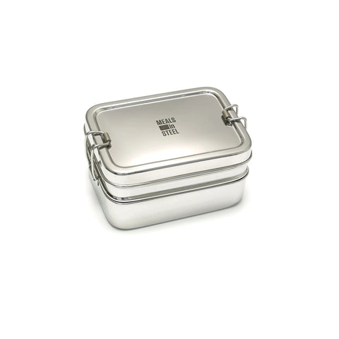 Meals In Steel Stainless Steel MEDIUM Double Layer Lunchbox - Rectangular