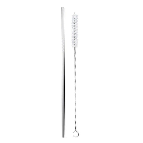 Straight Straw Pack with Vegan Cleaning Brush 6mm - Stainless Steel